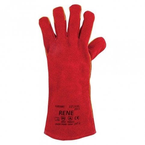 Celokožené rukavice RENE PATON, červené