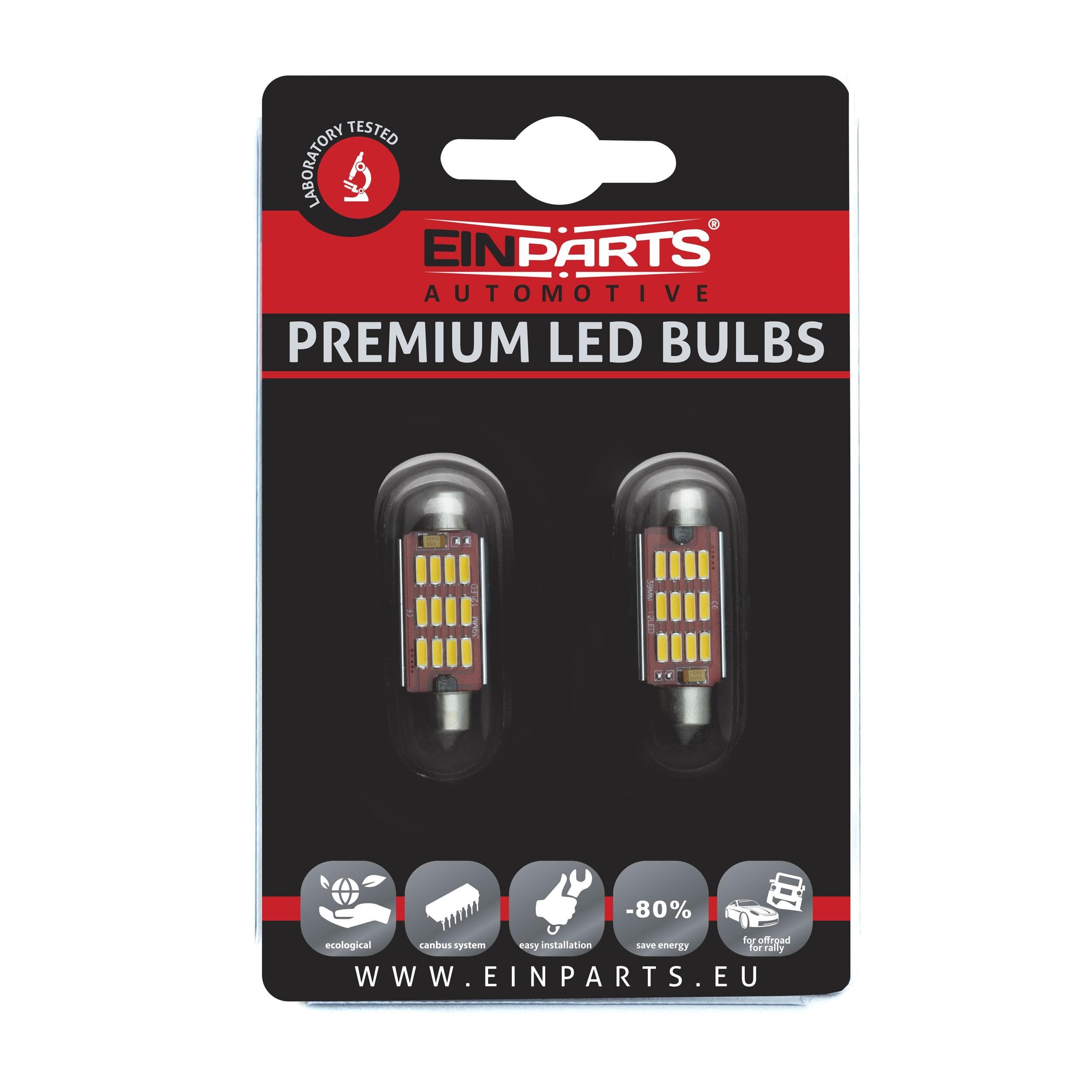 EINPARTS C10W LED žiarovky (12 x SMD 4014) 39mm 3000K CANBUS - EPL54