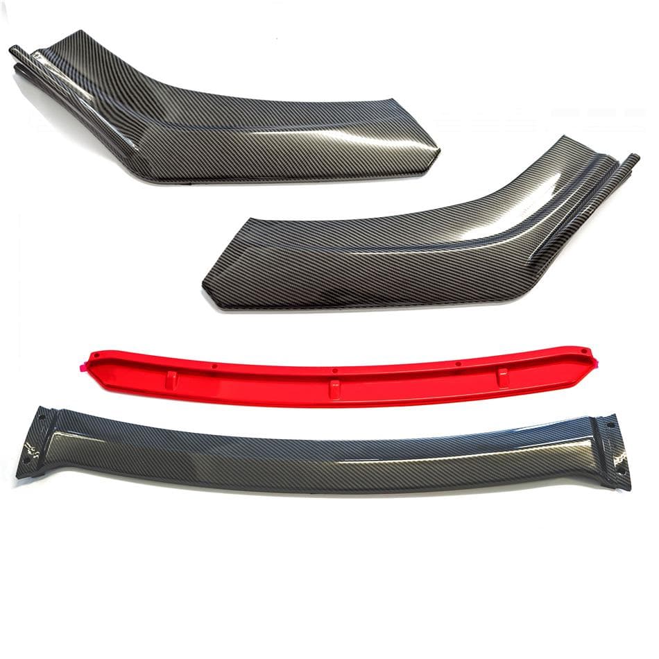 Predný nárazníkový splitter pre auto - Čierny karbón + červené vložky - EPTUNING031 1