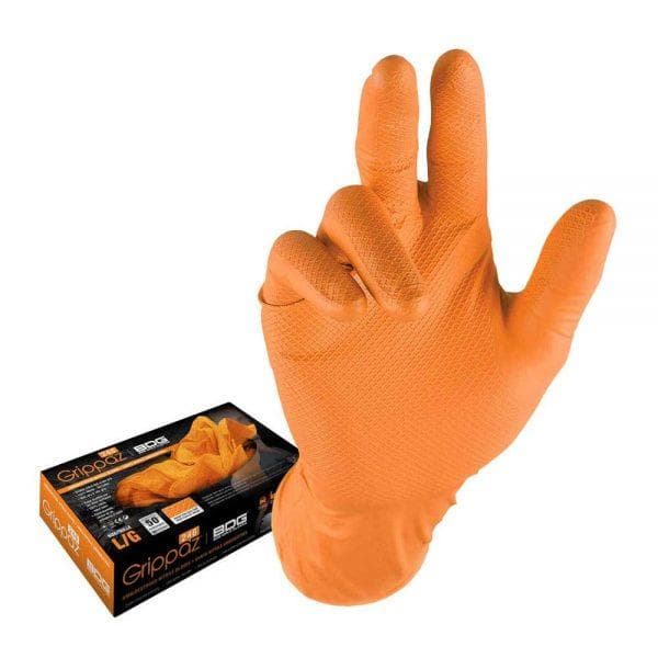 246 Protišmykové nitrilové rukavice oranžové veľkosť M/8 - 50ks 1