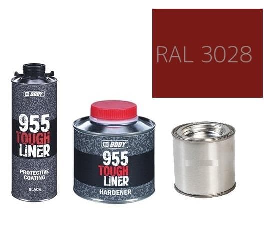 HB BODY 955 RAPTOR tough liner - 2k polyuretán textúra set / báza + tužidlo + farba /RAL 3028 900ml 1