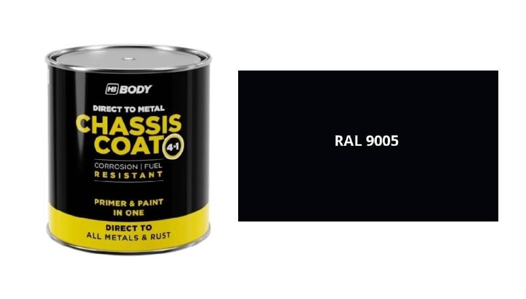 HB BODY 410 chassis coat, polomat - farba na kov a strechy 4 v 1 RAL 9005 čierny 2,5L