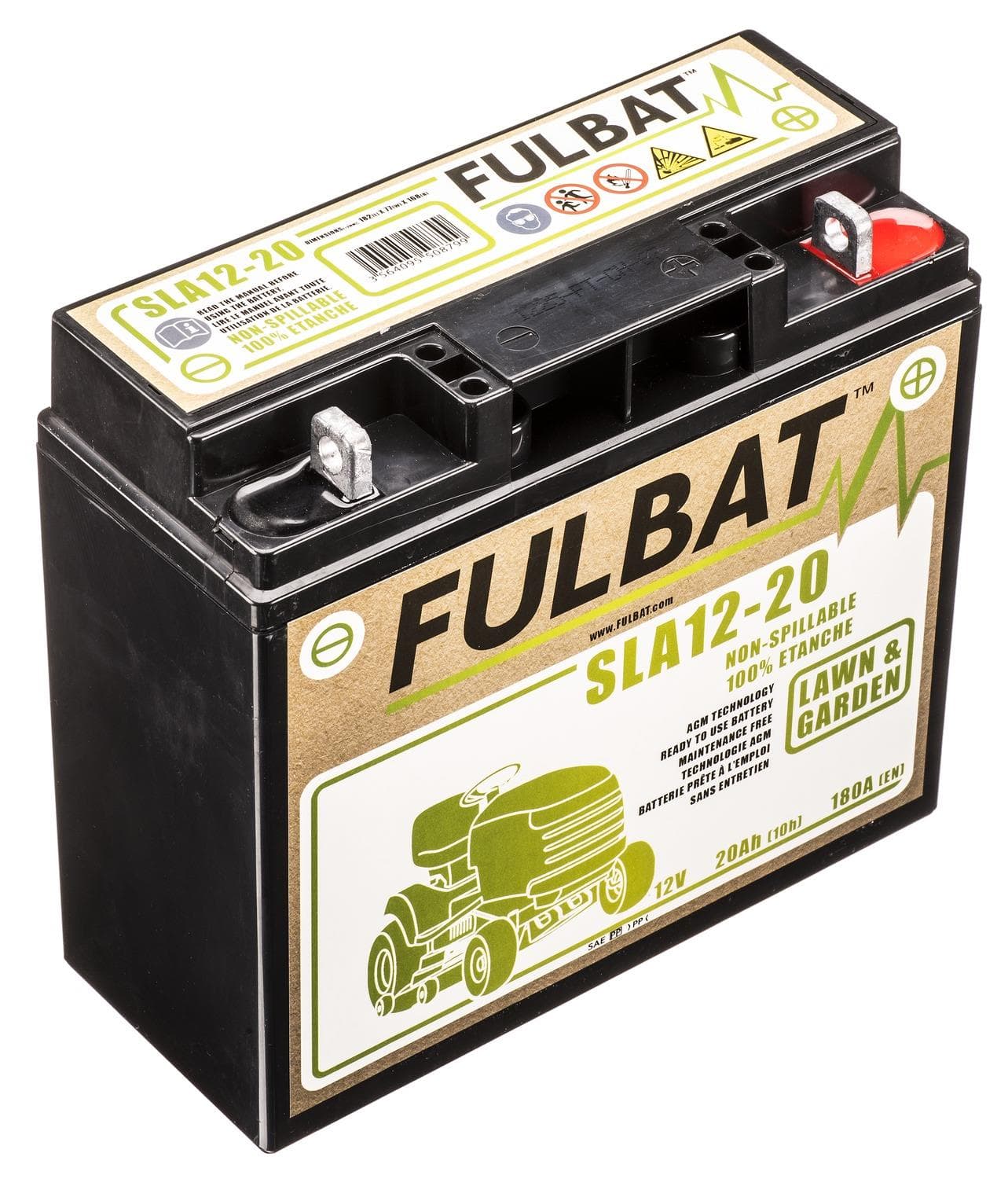 Batéria 12V, SLA12-20, 20Ah, 180A, bezúdržbová MF AGM, 182x77x168 FULBAT (aktivovaná vo výrobe)