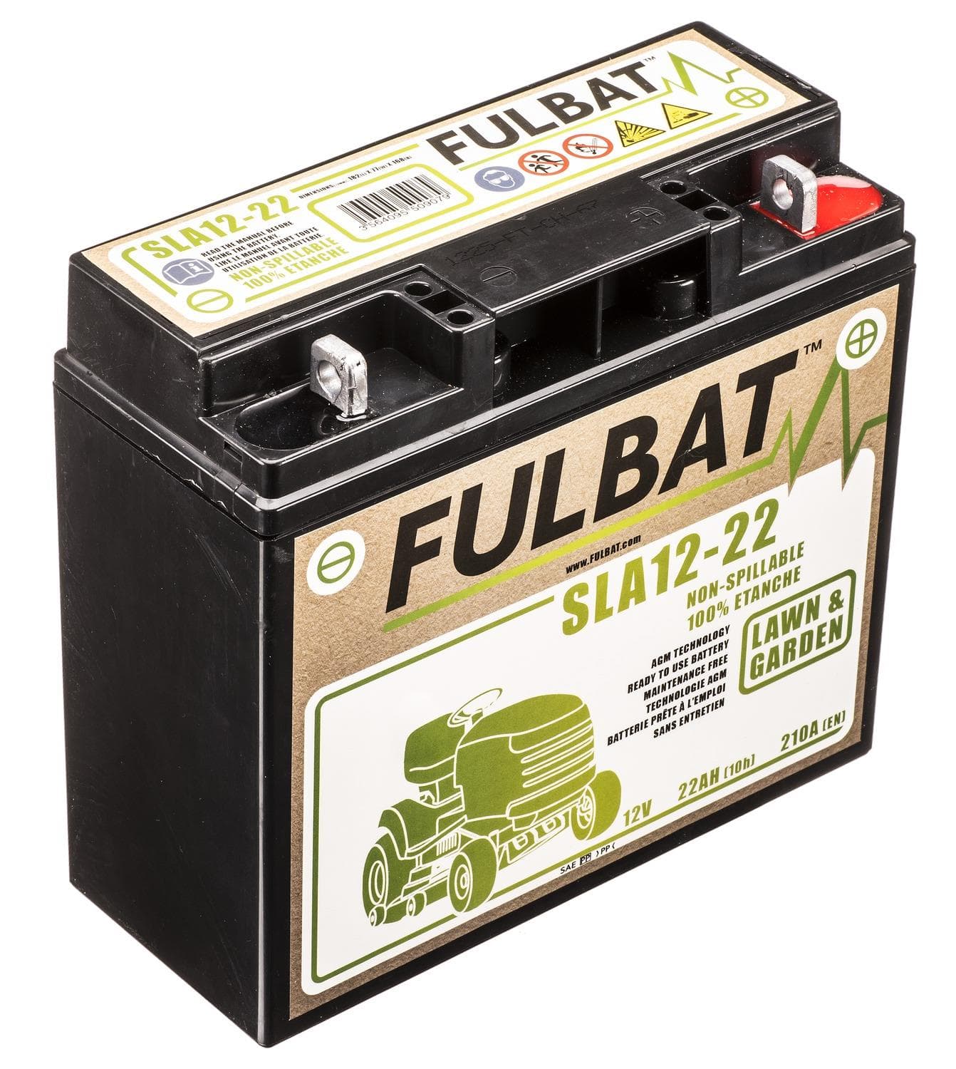 Batéria 12V, SLA12-22, 22Ah, 210A, bezúdržbová MF AGM, 182x77x168 FULBAT (aktivovaná vo výrobe)