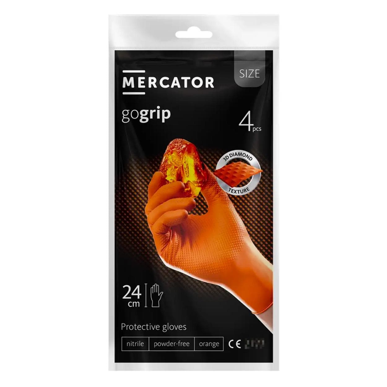 Nitrilové rukavice MERCATOR GoGrip ORANŽOVÉ 4ks L 1