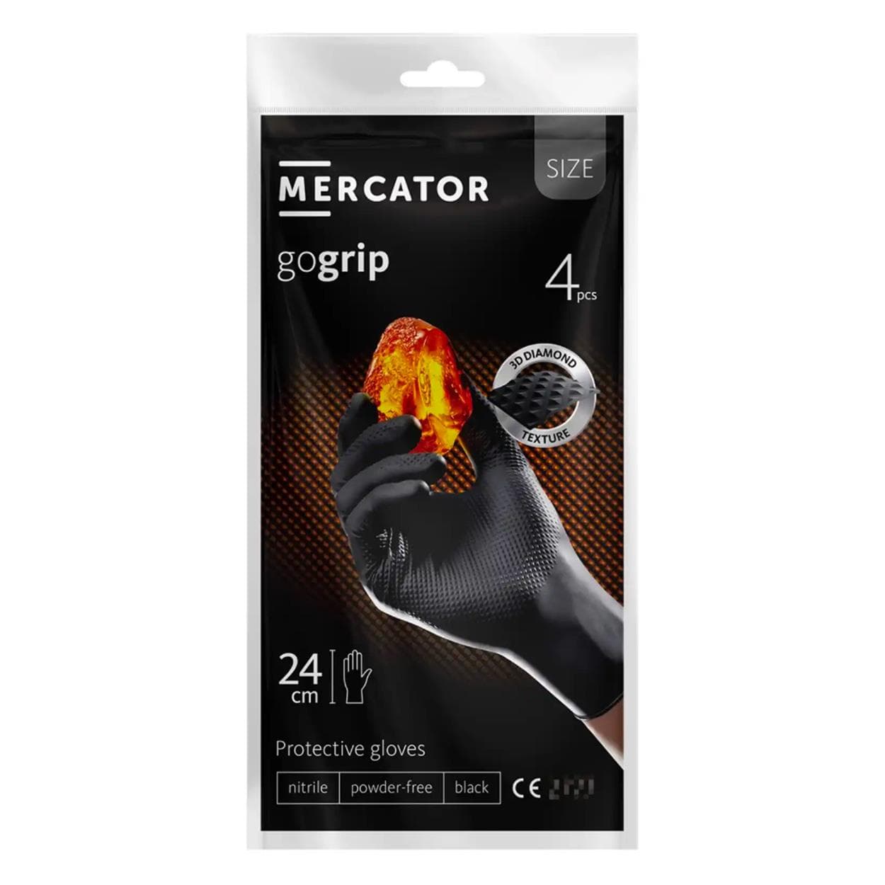 Nitrilové rukavice MERCATOR GoGrip ČIERNE 4ks S 1