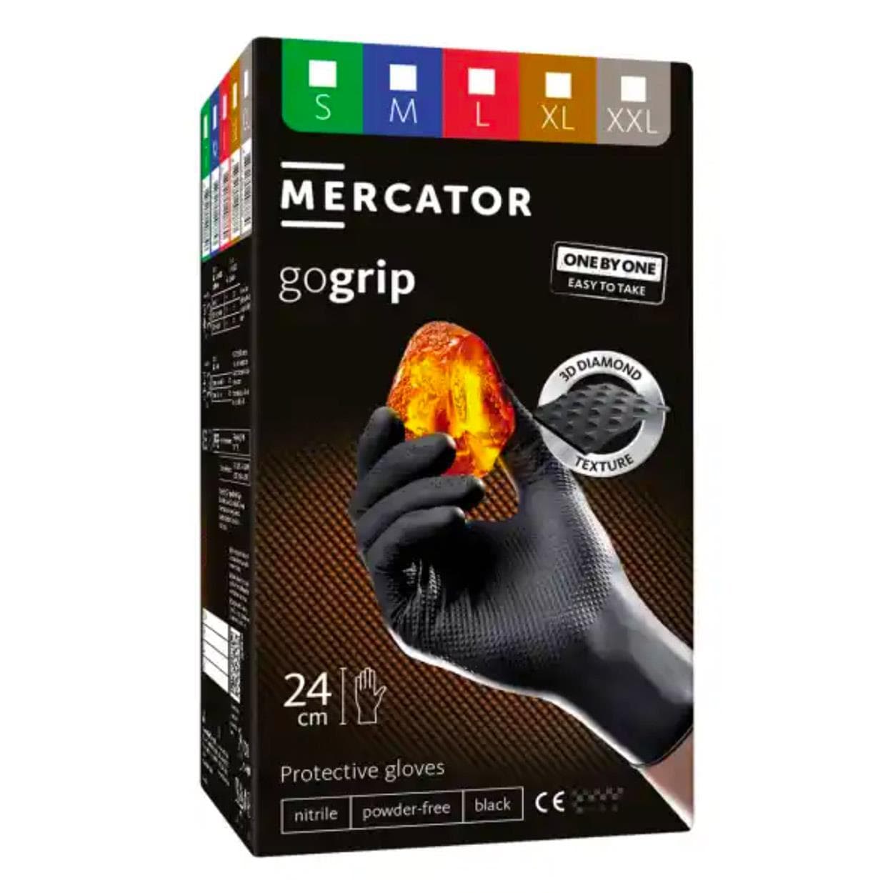 Nitrilové rukavice MERCATOR GoGrip ONE-BY-ONE ČIERNE 100ks M 1