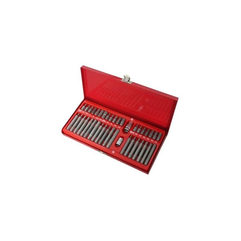 Súprava bitov 40ks. spline, torx, imbus na 10 mm kľúč 1/2 col - Plechový kufrík 1
