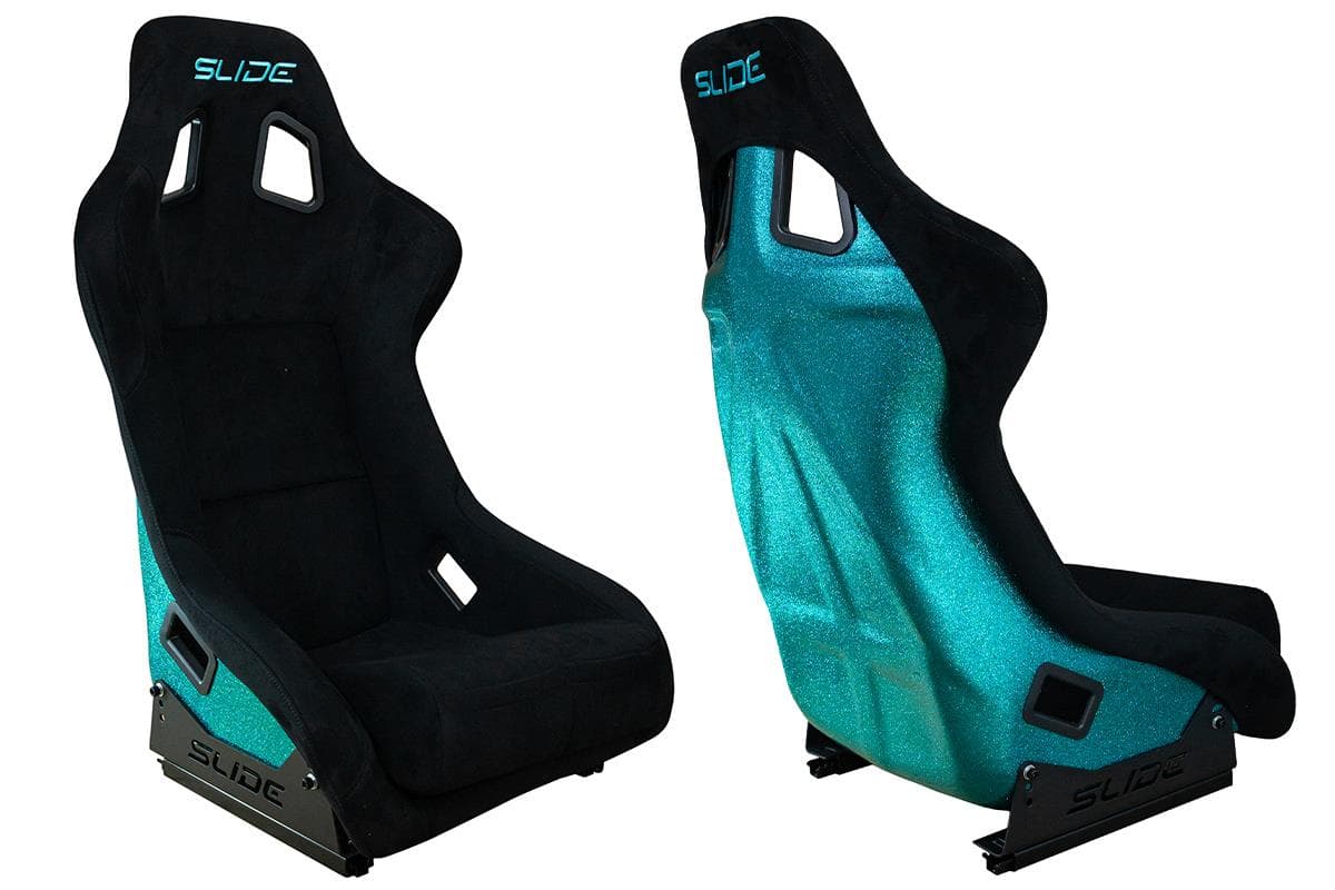 Športová sedačka SLIDE KS2 Premium Black Suede Turquoise Glitter 1