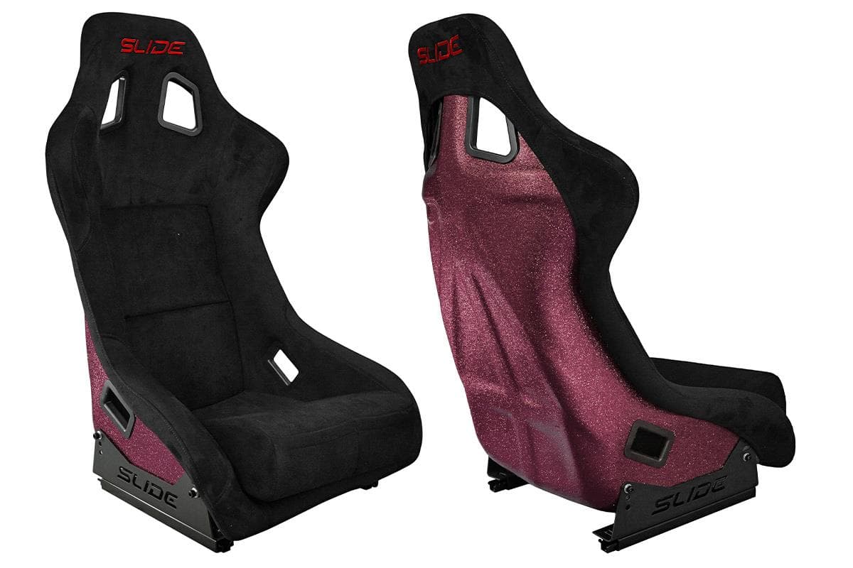 Športová sedačka SLIDE KS2 Premium Black Suede Red Glitter 1