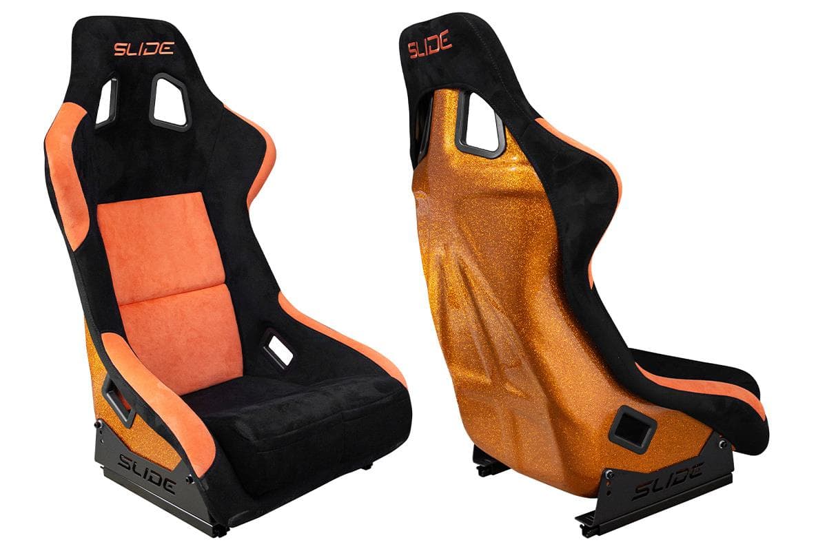 Športová sedačka SLIDE KS2 Premium Black & Orange Suede Orange Glitter 1