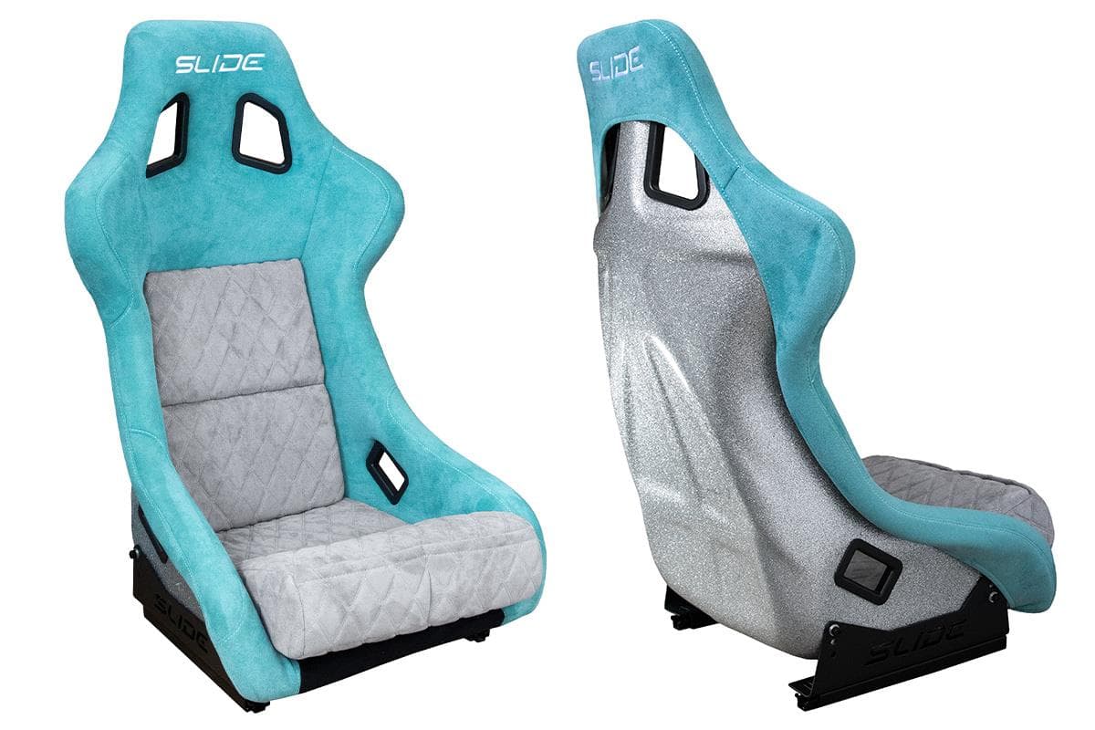 Športová sedačka SLIDE KS2 Premium Mint & Quilted Grey Suede Silver Glitter