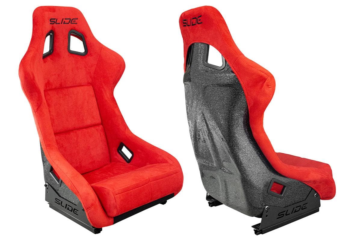 Športová sedačka SLIDE KS2 Premium Red Suede Black Glitter 1