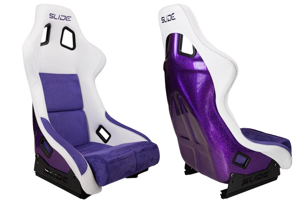 Športová sedačka SLIDE KS2 Premium White Purple Welur & Purple Glitter 1