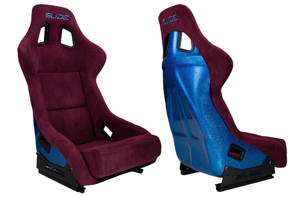 Športová sedačka SLIDE KS2 Premium Dark Purple Welur & Sea-Blue Glitter 1