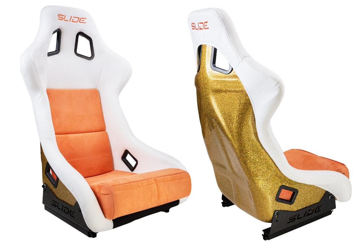 Športová sedačka SLIDE KS2 Premium White Orange Welur & Orange Glitter 1