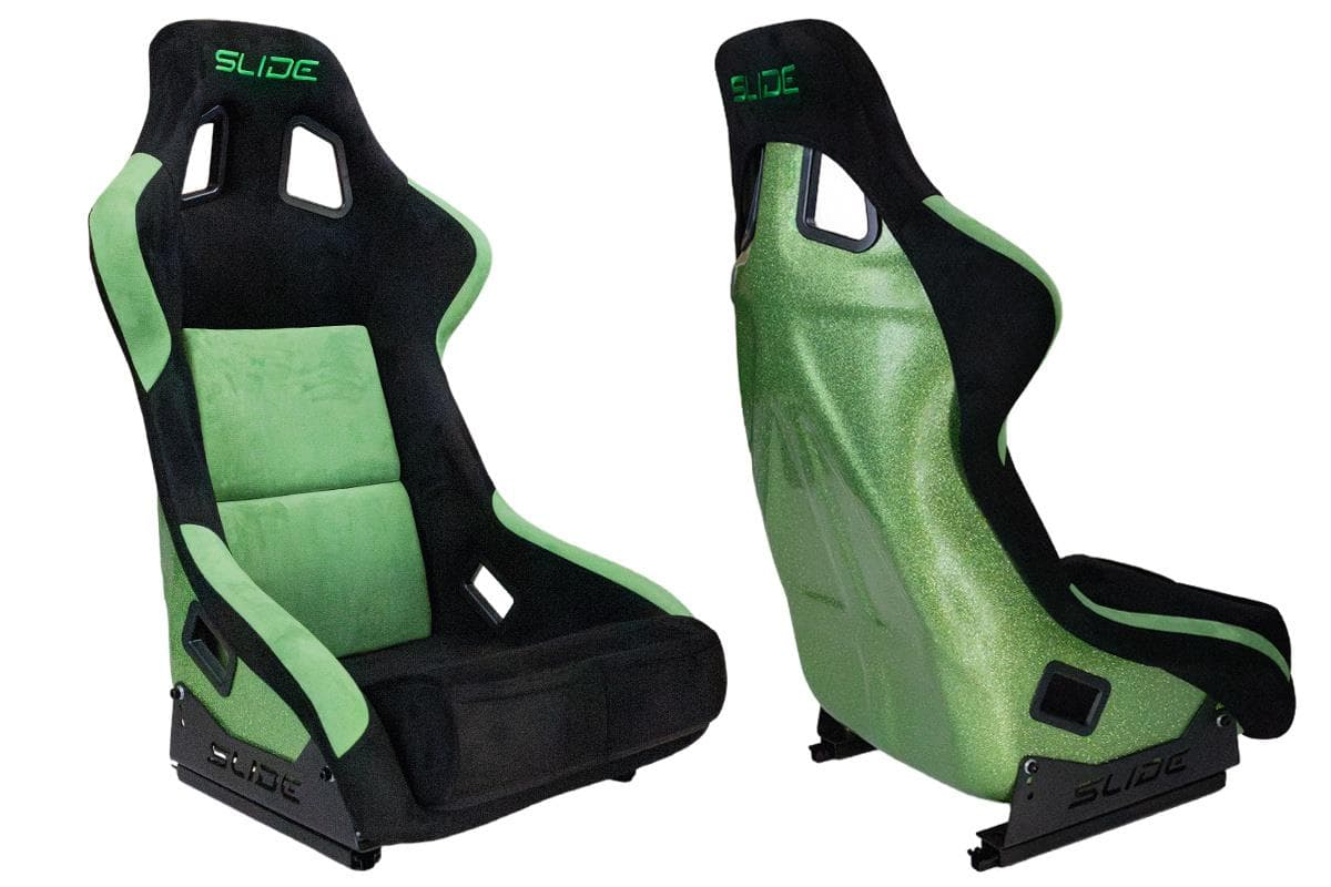 Športová sedačka SLIDE KS2 Premium Green & Black Welur Green Glitter