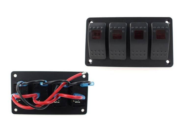 Hliníkový ovládací panel, ON/OFF x4, červený 1