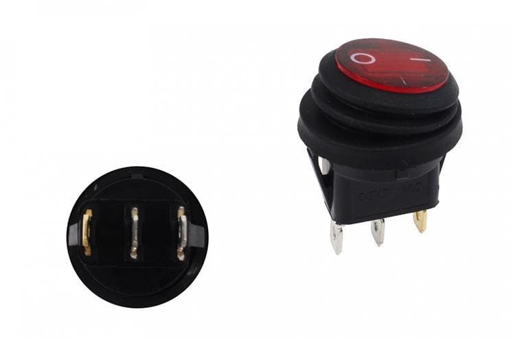 Okrúhly vypínač ON-OFF 3PIN, červený