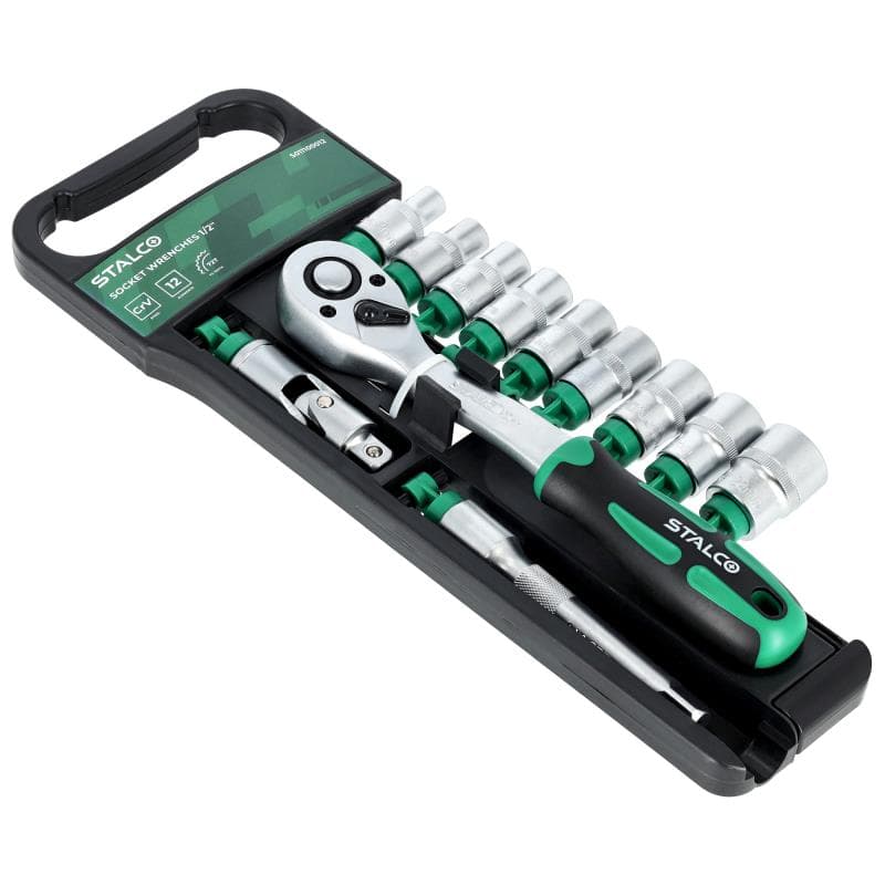 Nástrčné hlavice a račňa na vešiaku 12 kusov 1/2“ 1