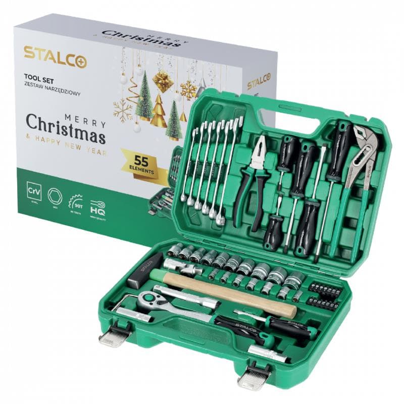 Sada multifunkčného náradia 1/2"+1/4" BMC 55-dielna račňa 90t - vianočné balenie