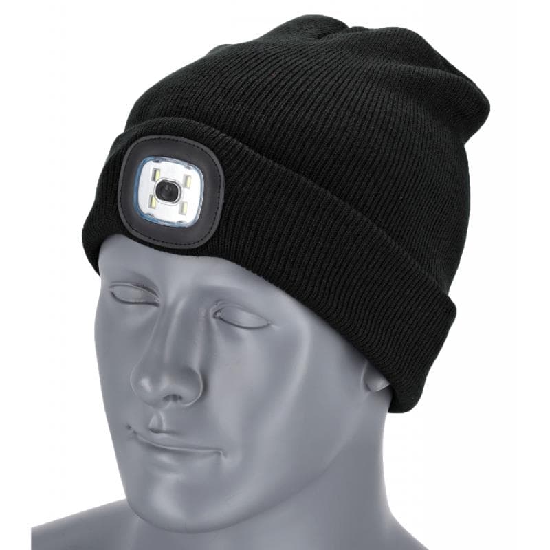Čiapka na zimu čierna s LED svetlom - 2 RAYS