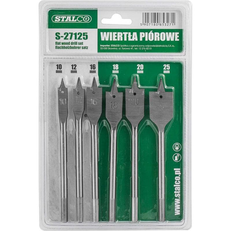 Vrtáky do dreva ploché Ø10,0 - Ø25,0 mm, 6 prvkov 1/25/50 - S-27125 1
