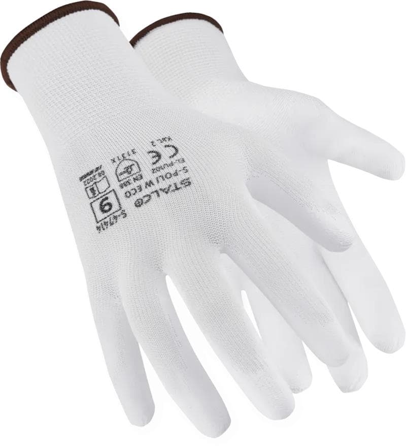 Rukavice polyesterové - S-POLI W ECO - biele - veľ. 6/XS (12 párov)