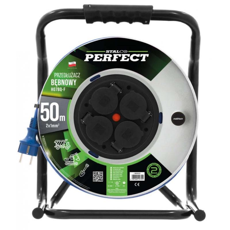 Predlžovací kábel na bubne špeciálny HEAVY LINE 50 m, IP-44 4x2p+Z, 16 A, 3680 W, 3x2,5 mm H05RR-F-CIERNY 1 - S-75704