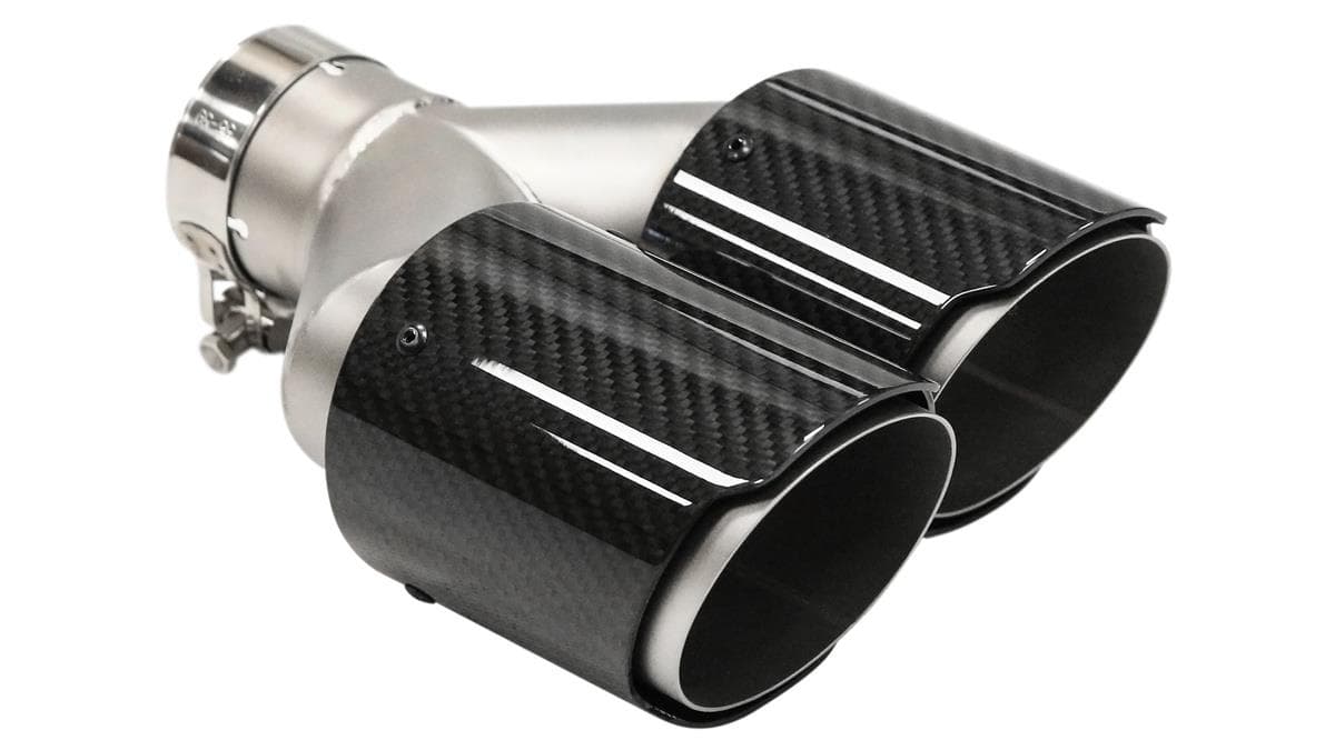 Koncovka výfuku 101mm x2 vstup 63mm pravá Lesklý karbon