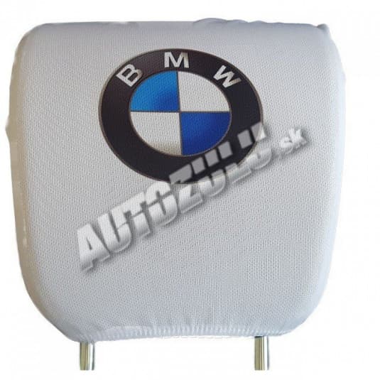 Poťah na hlavovú opierku-biela BMW 2ks 1