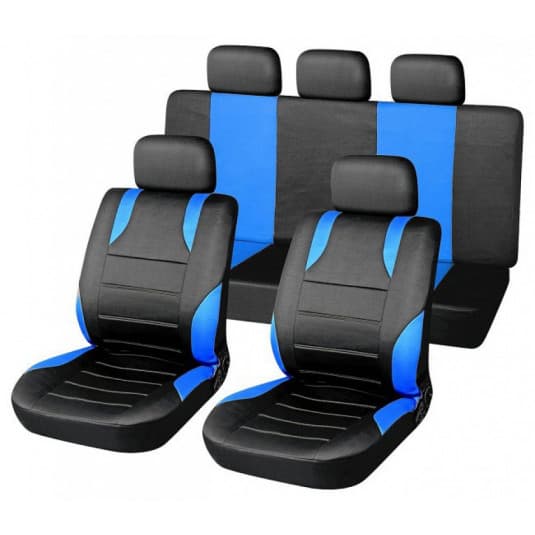 Poťahy sedadiel sada 9ks SPORT modré AIRBAG 1