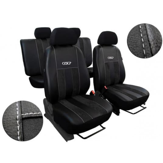 Autopoťahy GT čierno-čierne (Alcantara-koža) 1