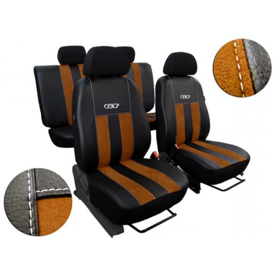 Autopoťahy GT hnedo-čierne (Alcantara-koža) 1