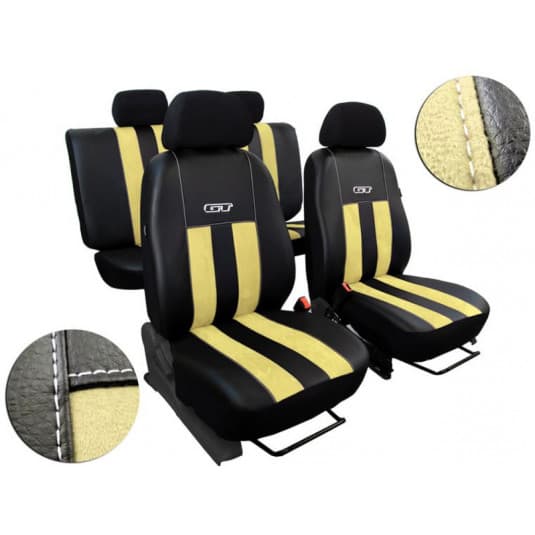 Autopoťahy GT béžovo-čierne (Alcantara-koža) 1