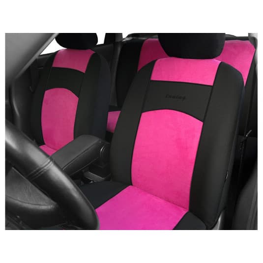 Autopoťahy Tuning 100% ružovo-čierne (velour-textil) 1