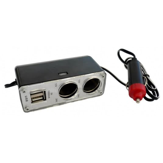 Multi zásuvka zapaľovača 2+2 USB s káblom 12/24 V 1