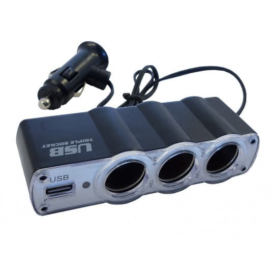 Multi zásuvka zapaľovača 3+1 USB s káblom 12/24 V 1
