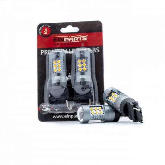 P27W LED žiarovka (24 x SMD 3030) oranžová canbus 1