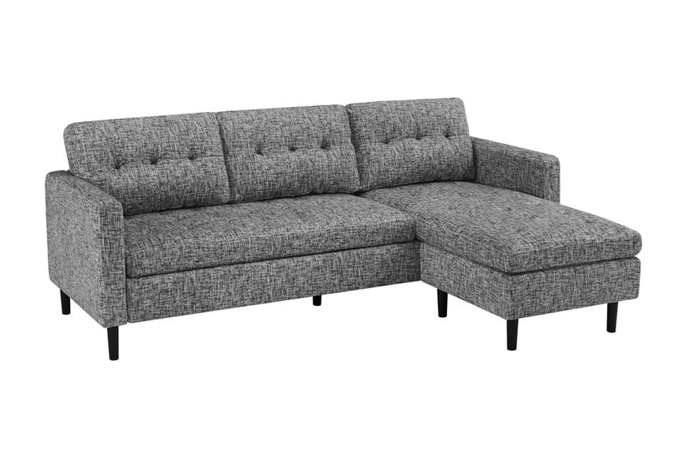 Estila Moderná rohová trojmiestna sedačka Sallen so sivým melírovaným poťahom a pružinovým jadrom 220 cm