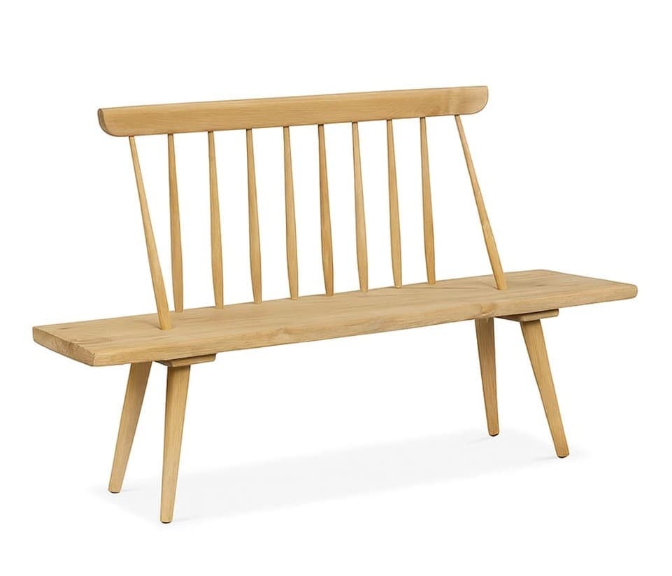 Estila Moderná masívna lavica Hiberto s dizajnovou opierkou z teakového dreva v svetlej hnedej farbe 150 cm 1