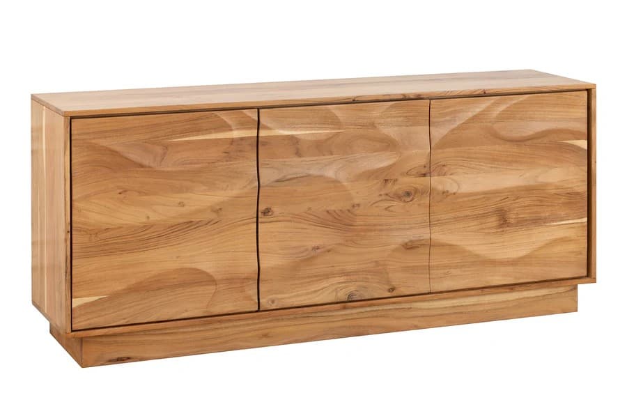 Estila Art deco obdĺžnikový hnedýtvojdverový príborník Tallero z akáciového dreva s dekoratívnym reliéfom 160 cm 1