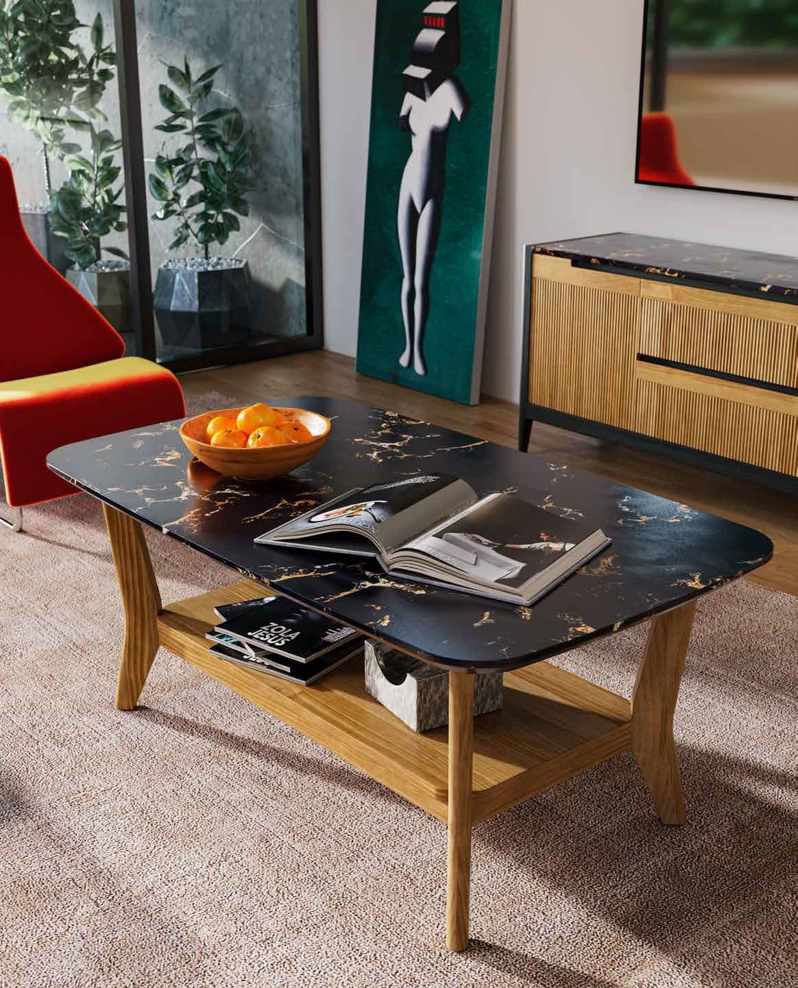 Estila Luxusný moderný konferenčný stolík Tallin s mramorovou doskou 120 cm 1