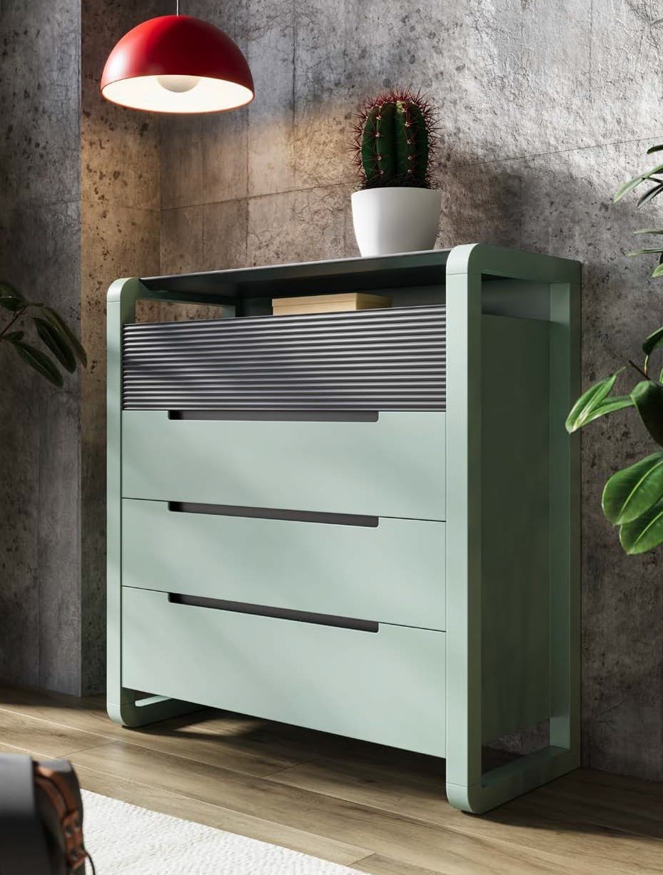 Estila Luxusná moderná obdĺžniková art deco komoda Berna so štyrmi zásuvkami a policou 102 cm