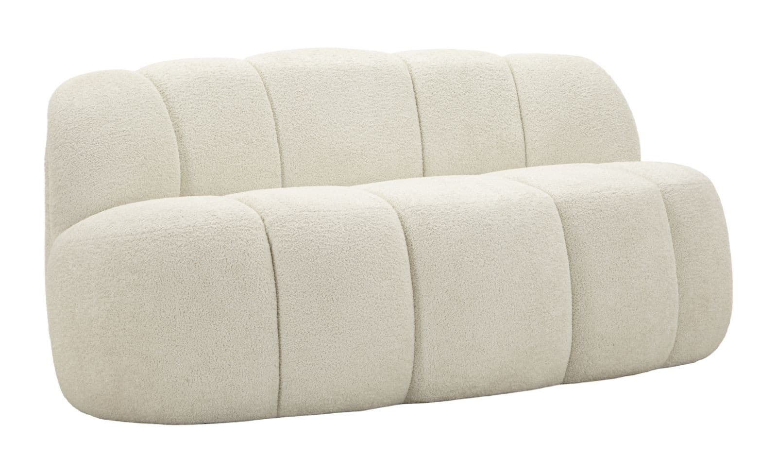 Estila Moderná dvojmiestna sedačka Berry s plyšovým poťahom v bielej farbe a dizajnom cloud sofa 145 cm 1