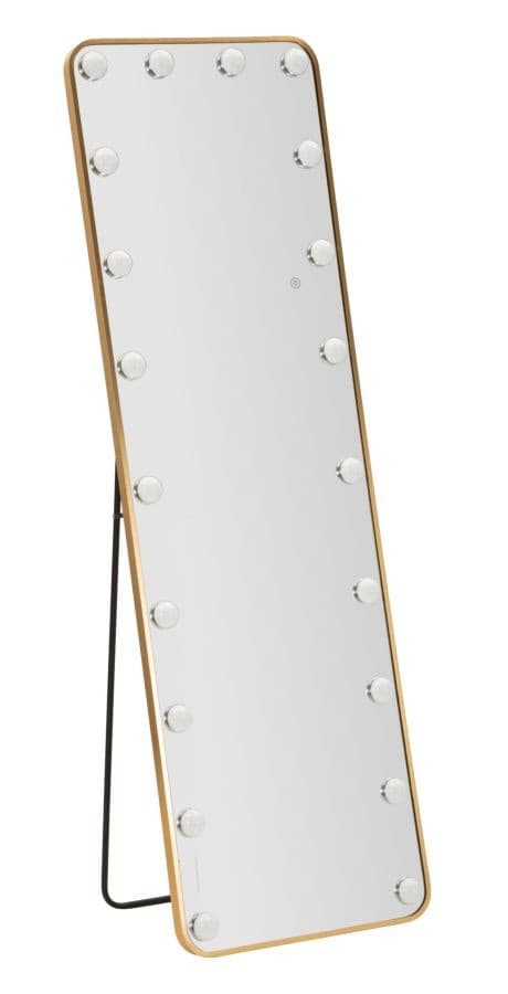Estila Dizajnové glamour stojace zrkadlo Hilly s LED osvetlením a zlatým obdĺžnikovým rámom z kovu 160 cm 1