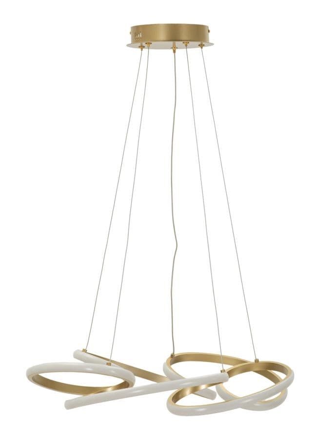Estila Glamour moderný LED luster Wera so zlatou kovovou konštrukciou s ohýbaným dizajnom slučiek s tromi stupňami teploty 120 cm