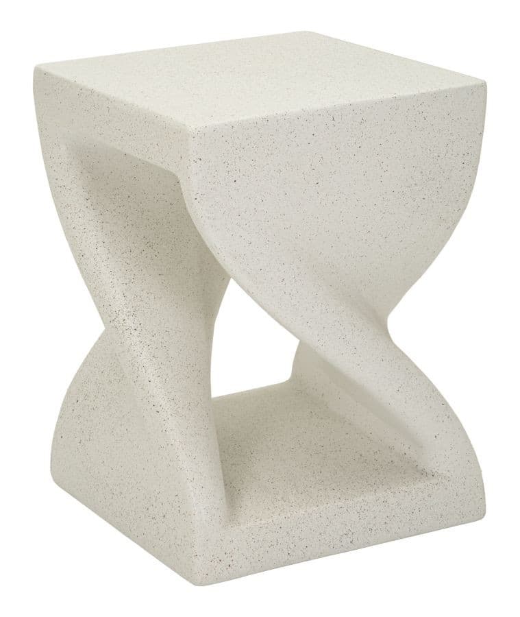 Estila Moderný štvorcový príručný stolík Twist so zatočeným dizajnom s policou v bielom kameninovom prevedení 45 cm 1