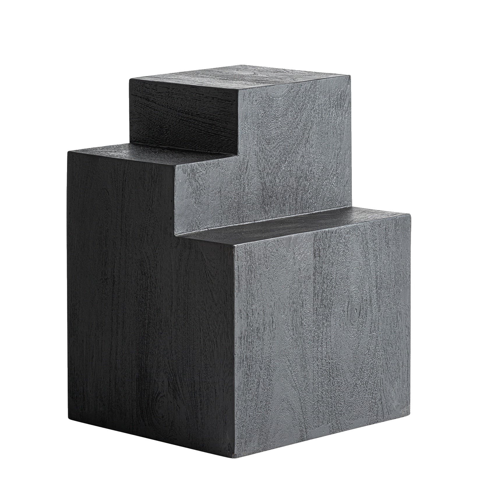 Estila Luxusný art deco geometrický štvorcový príručný stolík Cubia Nera v čiernej farbe z masívneho mangového dreva 55 cm 1