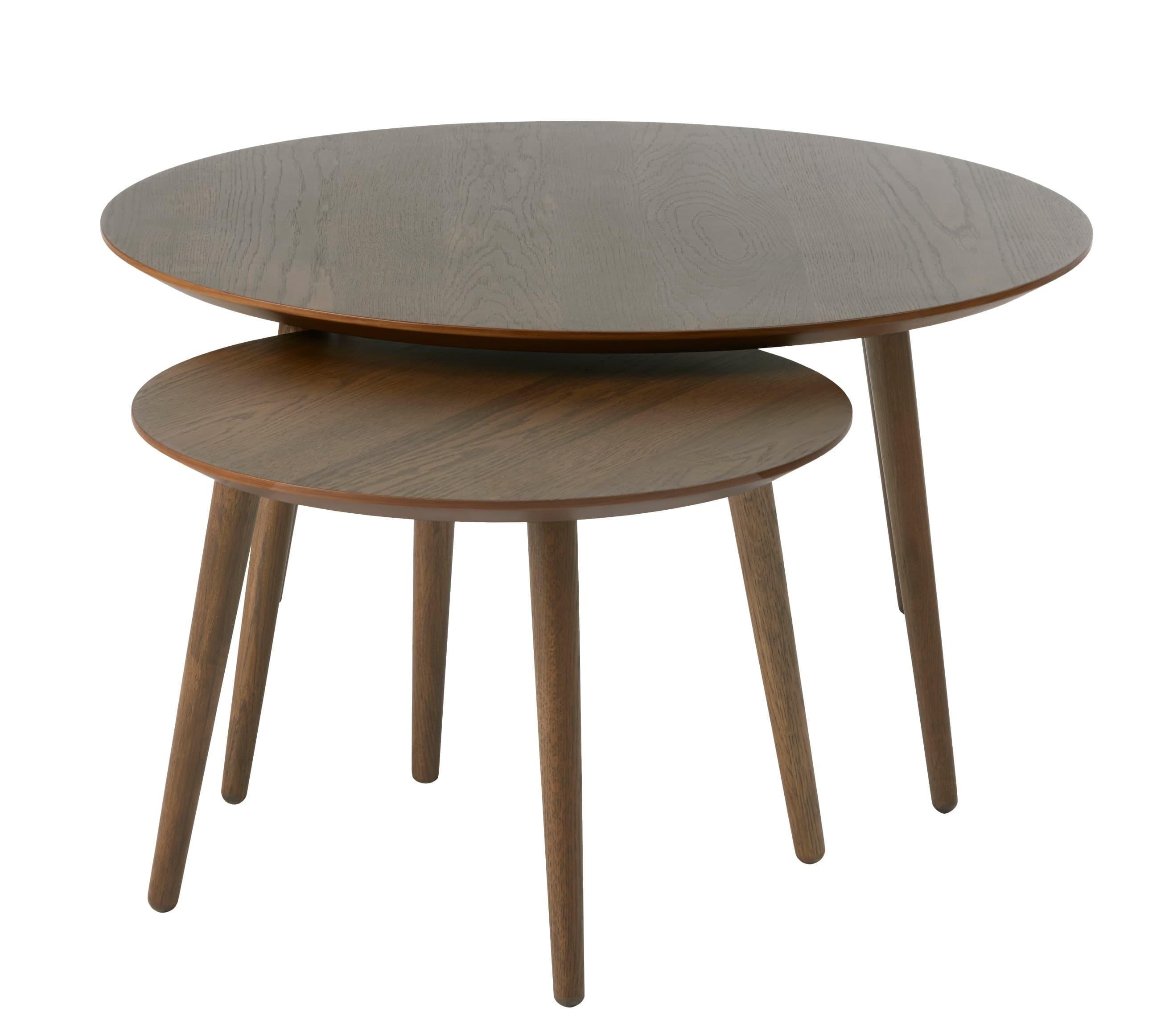 Estila Škandinávsky set dvoch okrúhlych konferenčných stolíkov Karena v tmavej hnedej farbe 88 cm